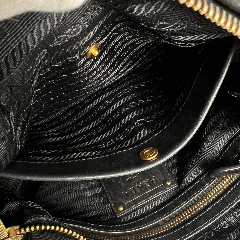 PRADA プラダ ショルダーバッグ テスート ワンショルダー BR3795 ナイロン レザー ブラック 黒 ゴールド金具 レディース【中古品】