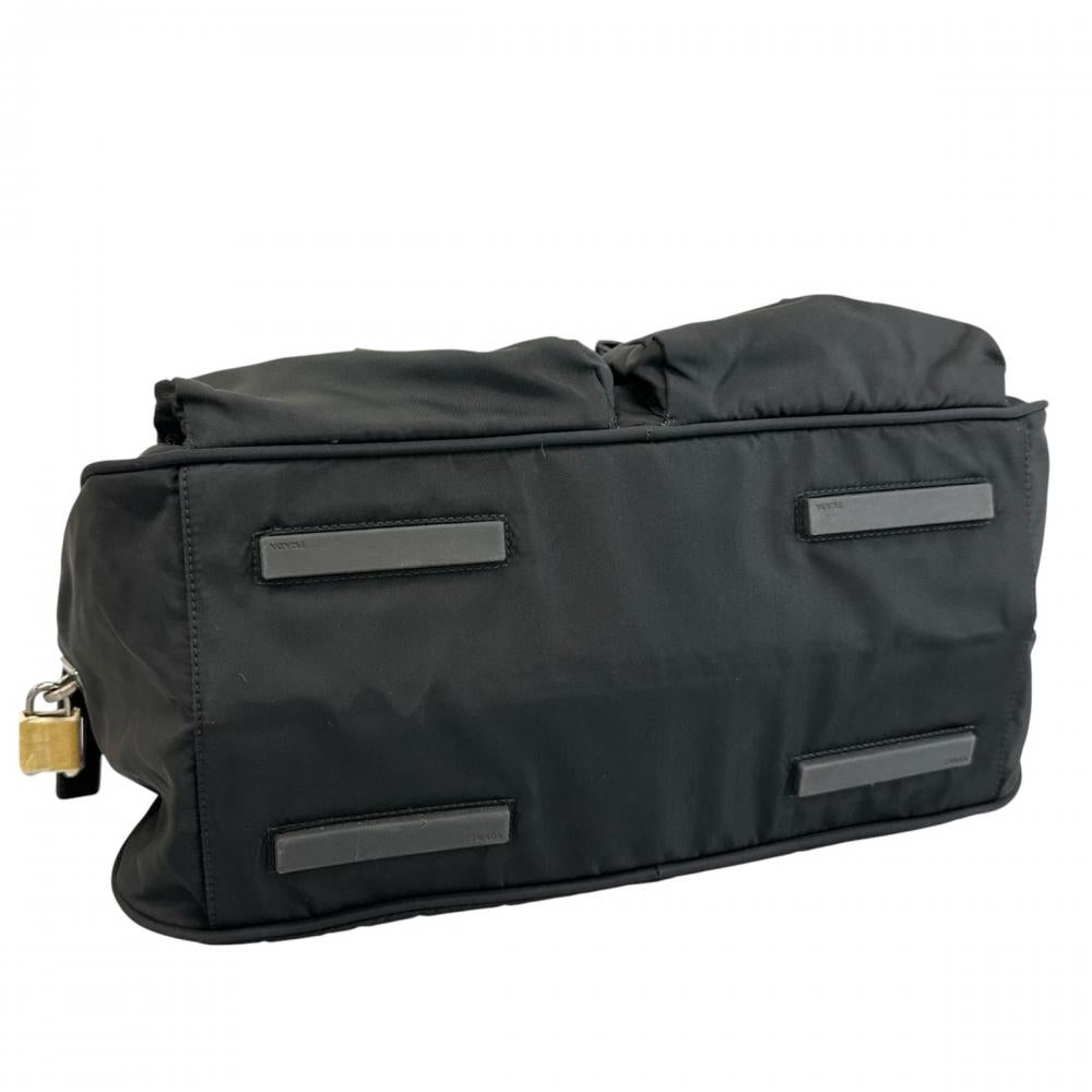 PRADA プラダ トートバッグ トライアングルロゴ ボーリングバッグ BR0496 ナイロン ブラック 黒 シルバー金具 レディース【中古品】