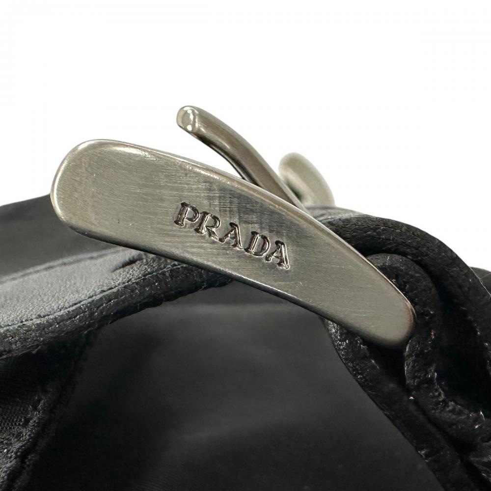 PRADA プラダ トートバッグ トライアングルロゴ ボーリングバッグ BR0496 ナイロン ブラック 黒 シルバー金具 レディース【中古品】