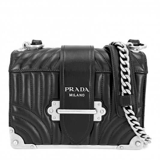 PRADA プラダ ショルダーバッグ カイエ ダイアグラム ナイロン ブラック 黒 シルバー金具 レディース【中古品】