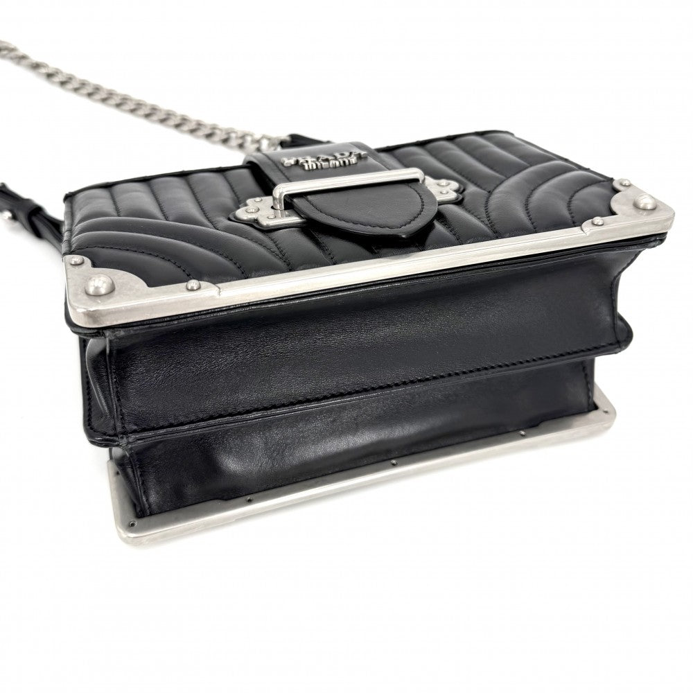 PRADA プラダ ショルダーバッグ カイエ ダイアグラム ナイロン ブラック 黒 シルバー金具 レディース【中古品】