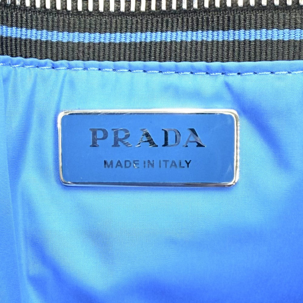 PRADA プラダ ハンドバッグ ナッパ トートバッグ 1BB052 レザー レッド 赤 ブルー 青 シルバー金具 レディース【中古品】