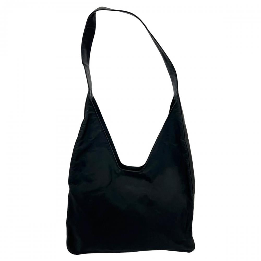 PRADA プラダ ショルダーバッグ 三角ロゴ ナイロン ブラック 黒 シルバー金具 レディース【中古品】