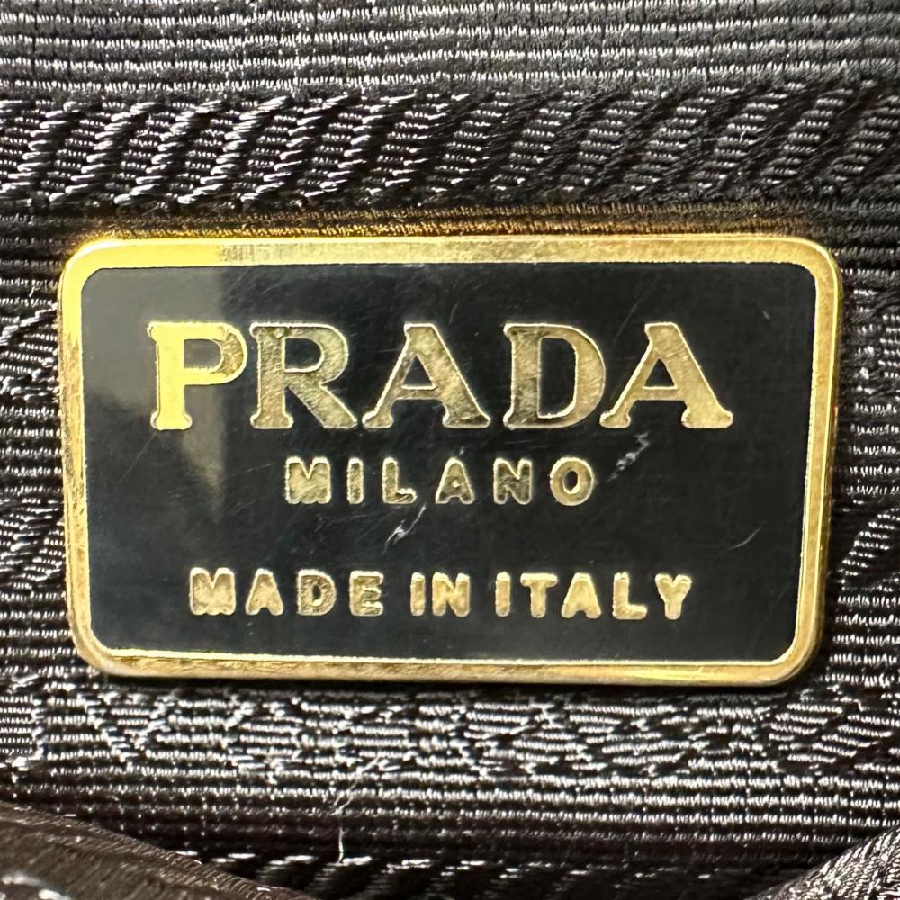 PRADA プラダ トートバッグ キルティング トライアングルロゴ チェーンショルダー ナイロン ブラック 黒 ゴールド金具 レディース【中古品】