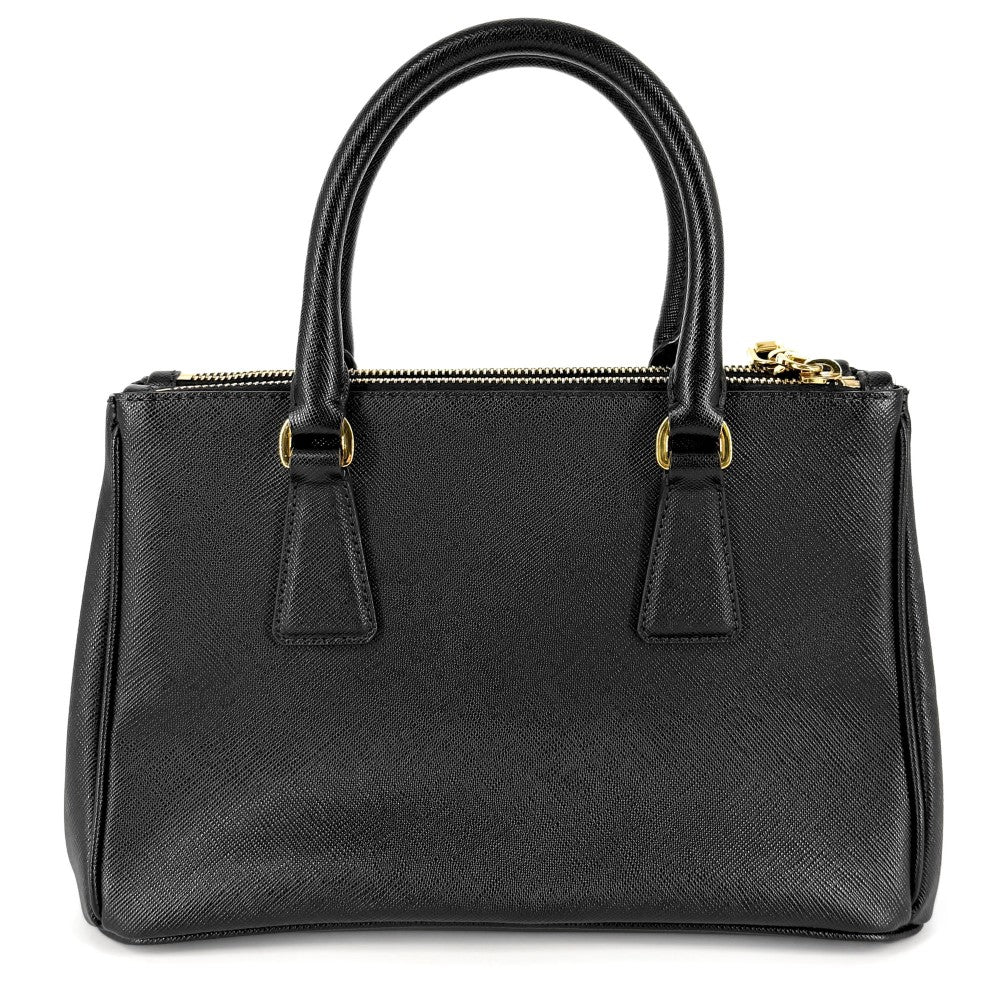 PRADA プラダ 2WAY トライアングルロゴ ガレリア スモール ハンドバッグ ショルダーバッグ 1BA896 レザー ブラック 黒 ゴールド金具 レディース【中古品】