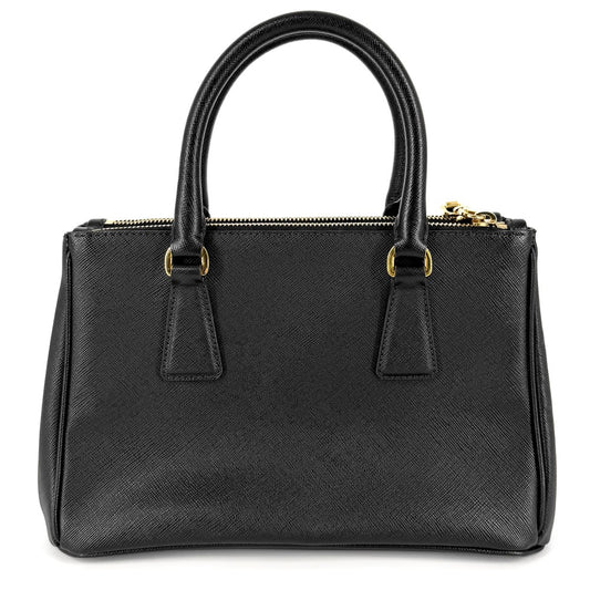 PRADA プラダ 2WAY トライアングルロゴ ガレリア スモール ハンドバッグ ショルダーバッグ 1BA896 レザー ブラック 黒 ゴールド金具 レディース【中古品】