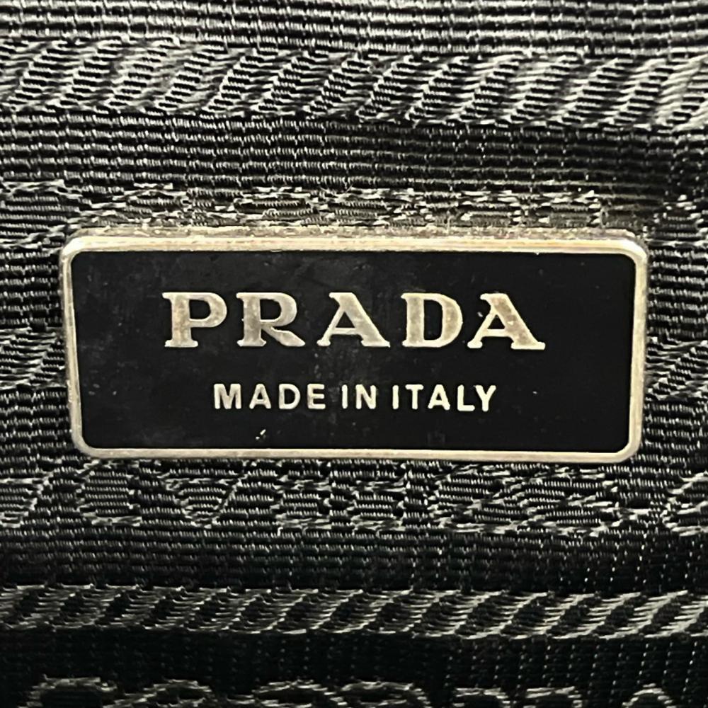 PRADA プラダ ハンドバッグ テスート 三角ロゴプレート ナイロン レザー ブラック 黒 シルバー金具 レディース【中古品】