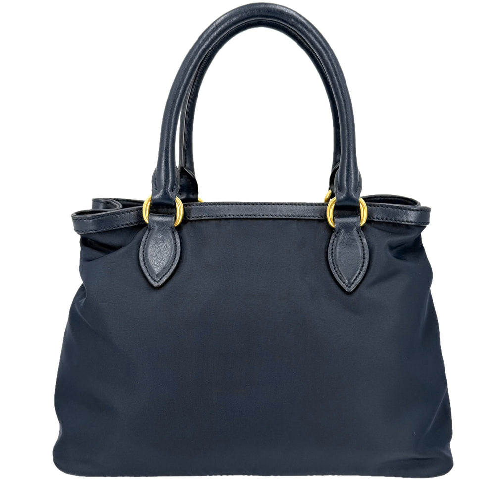 PRADA プラダ 2WAY ショルダーバッグ ハンドバッグ ナイロン レザー ネイビー 紺 ゴールド金具 レディース【中古品】