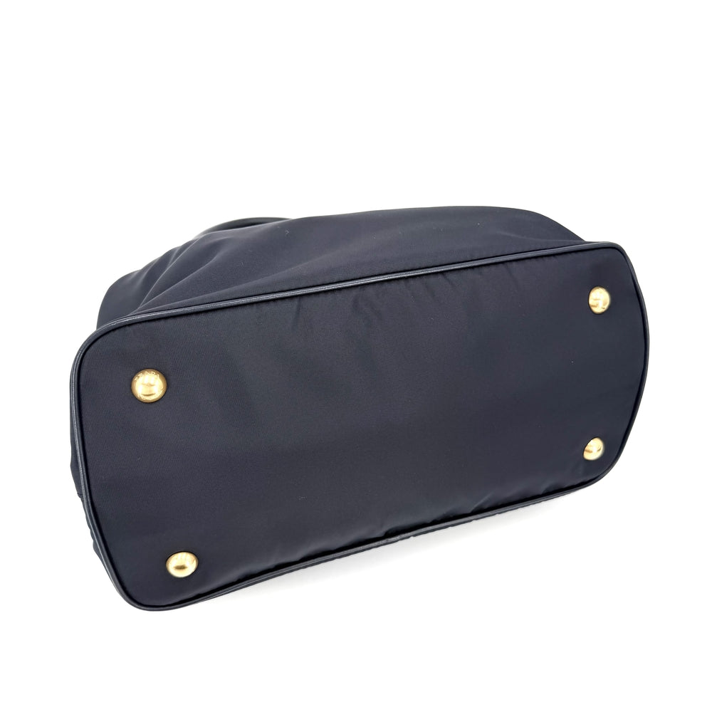 PRADA プラダ 2WAY ショルダーバッグ ハンドバッグ ナイロン レザー ネイビー 紺 ゴールド金具 レディース【中古品】