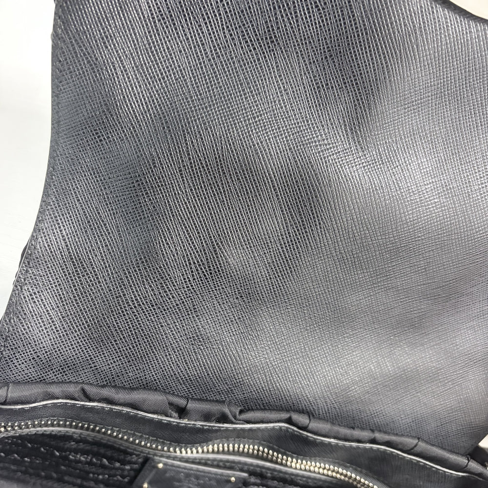 PRADA プラダ ショルダーバッグ ギャザー チェーン テスート BR4608 ナイロン ブラック 黒 シルバー金具 レディース【中古品】