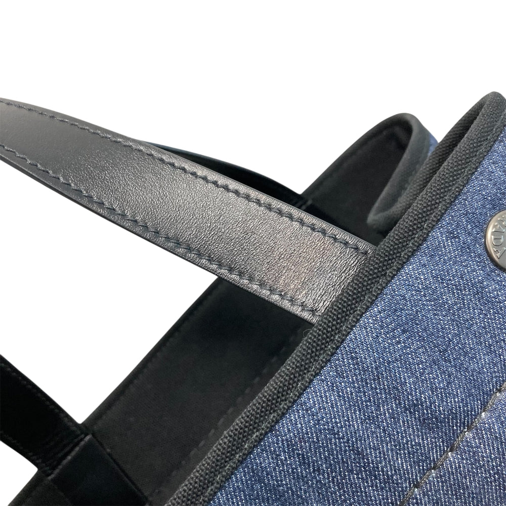 PRADA プラダ トートバッグ カナパ デニム生地 ハンドバッグ 1BG311 コットンデニム レザー ブルー 青 ゴールド金具 レディース【中古品】