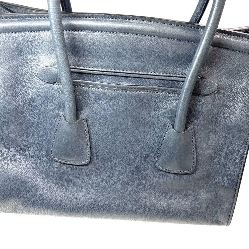 PRADA プラダ 2WAY トートバッグ ショルダーバッグ カーフ ブルーグレー シルバー金具 レディース【中古品】