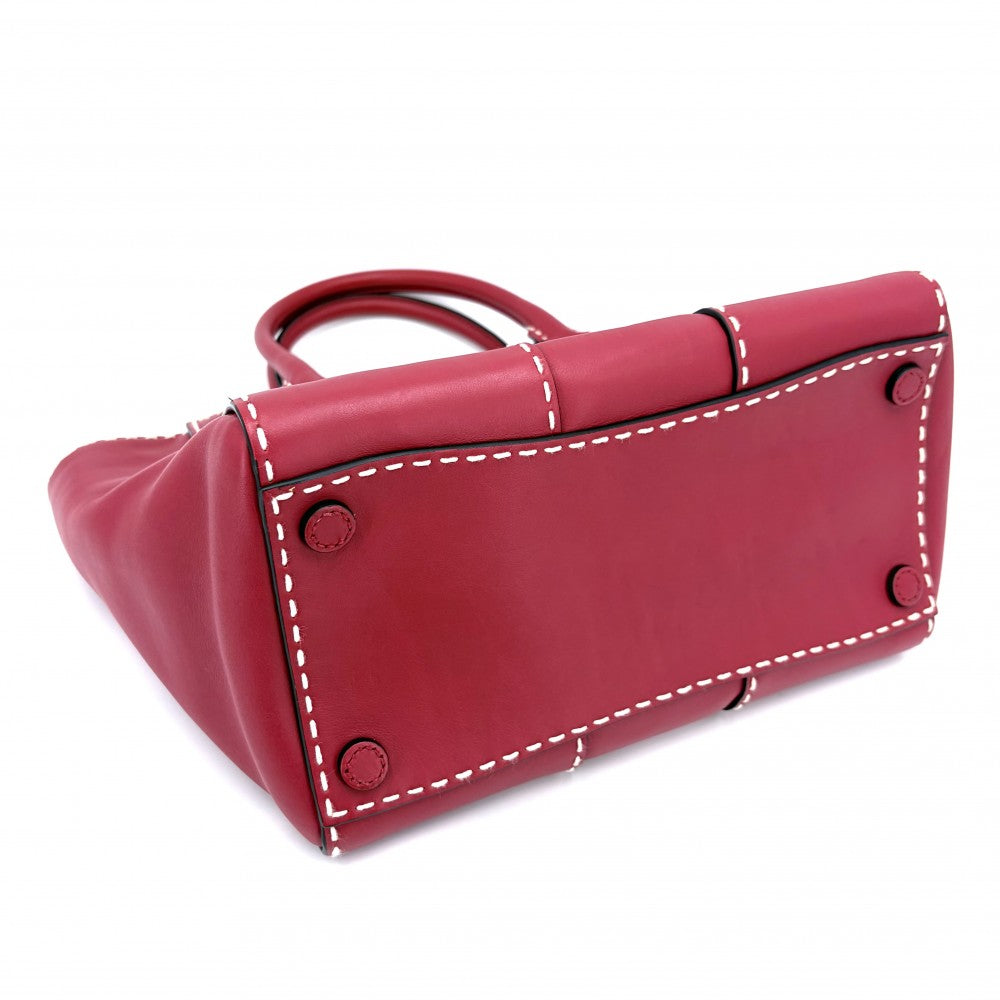 PRADA プラダ 2WAY ハンドバッグ ショルダーバッグ トライアングルロゴ レザー レッド 赤 シルバー金具 レディース【中古品】