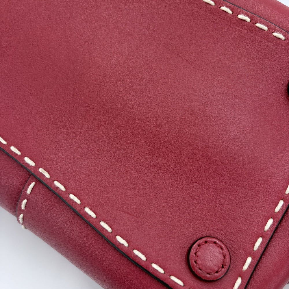 PRADA プラダ 2WAY ハンドバッグ ショルダーバッグ トライアングルロゴ レザー レッド 赤 シルバー金具 レディース【中古品】