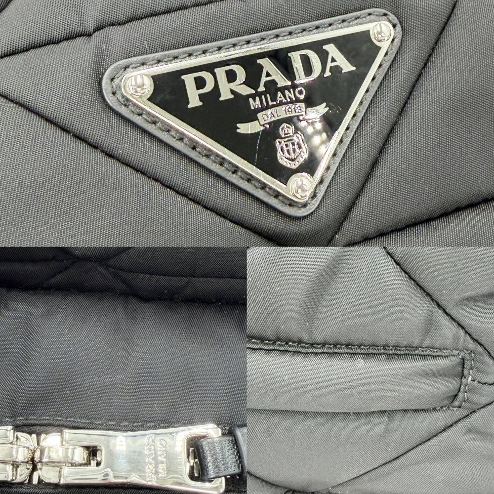 PRADA プラダ 2WAY Re Nylon ミディアムパデット トートバッグ ハンドバッグ ショルダーバッグ トライアングルロゴ 1BG436 ナイロン レザー ブラック 黒 シルバー金具 レディース【中古品】