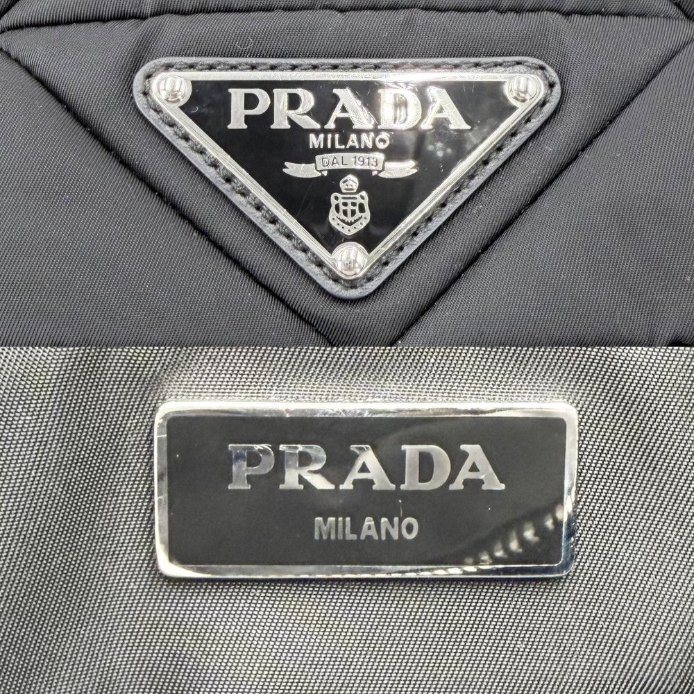 PRADA プラダ 2WAY Re Nylon ミディアムパデット トートバッグ ハンドバッグ ショルダーバッグ トライアングルロゴ 1BG436 ナイロン レザー ブラック 黒 シルバー金具 レディース【中古品】