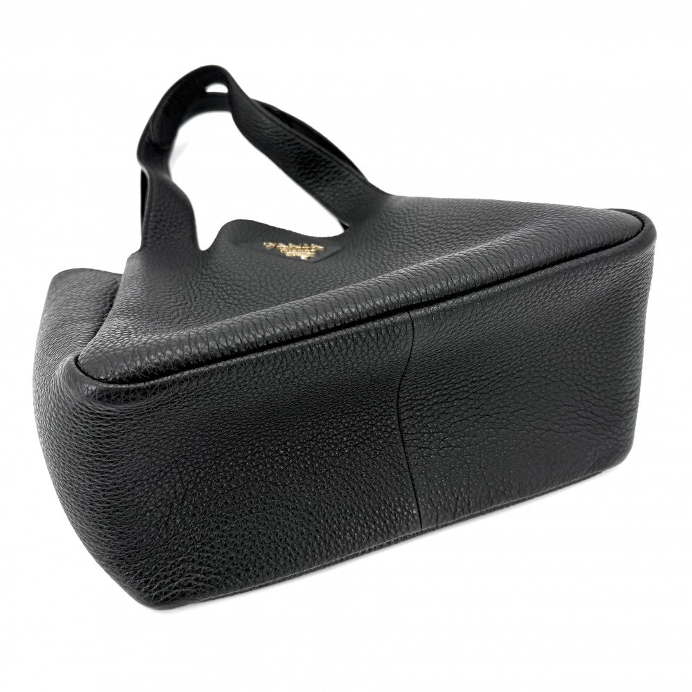 PRADA プラダ ハンドバッグ トライアングルロゴ スモール レザー トートバッグ 1BG335 レザー ブラック 黒 ゴールド金具 レディース【中古品】