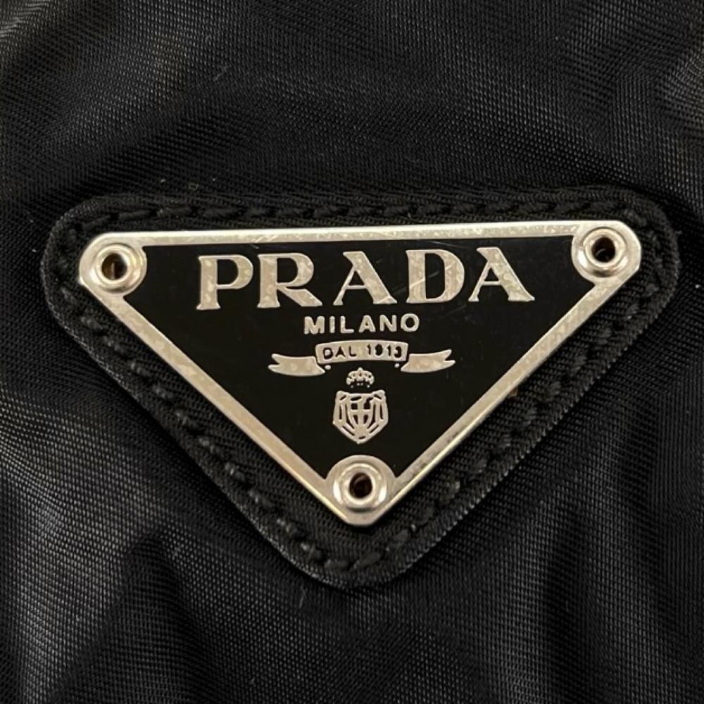 PRADA プラダ トートバッグ トライアングルロゴ ナイロン ブラック 黒 シルバー金具 レディース【中古品】
