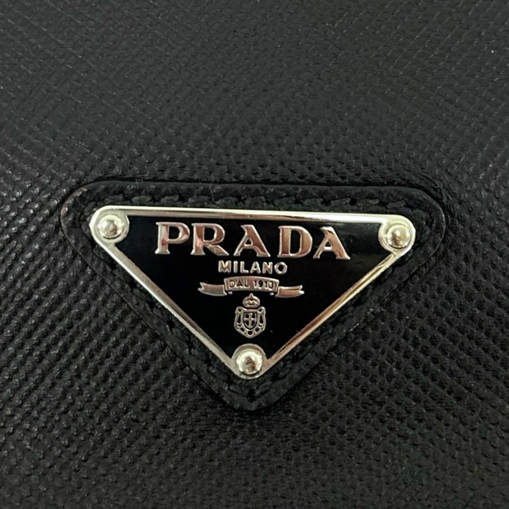 PRADA プラダ トートバッグ トライアングルロゴ サフィアーノレザー ブラック 黒 シルバー金具 メンズ【中古品】