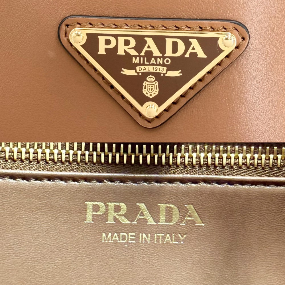 PRADA プラダ ショルダーバッグ トライアングルロゴ 1BC181 レザー ブラウン 茶 ゴールド金具 レディース【中古品】