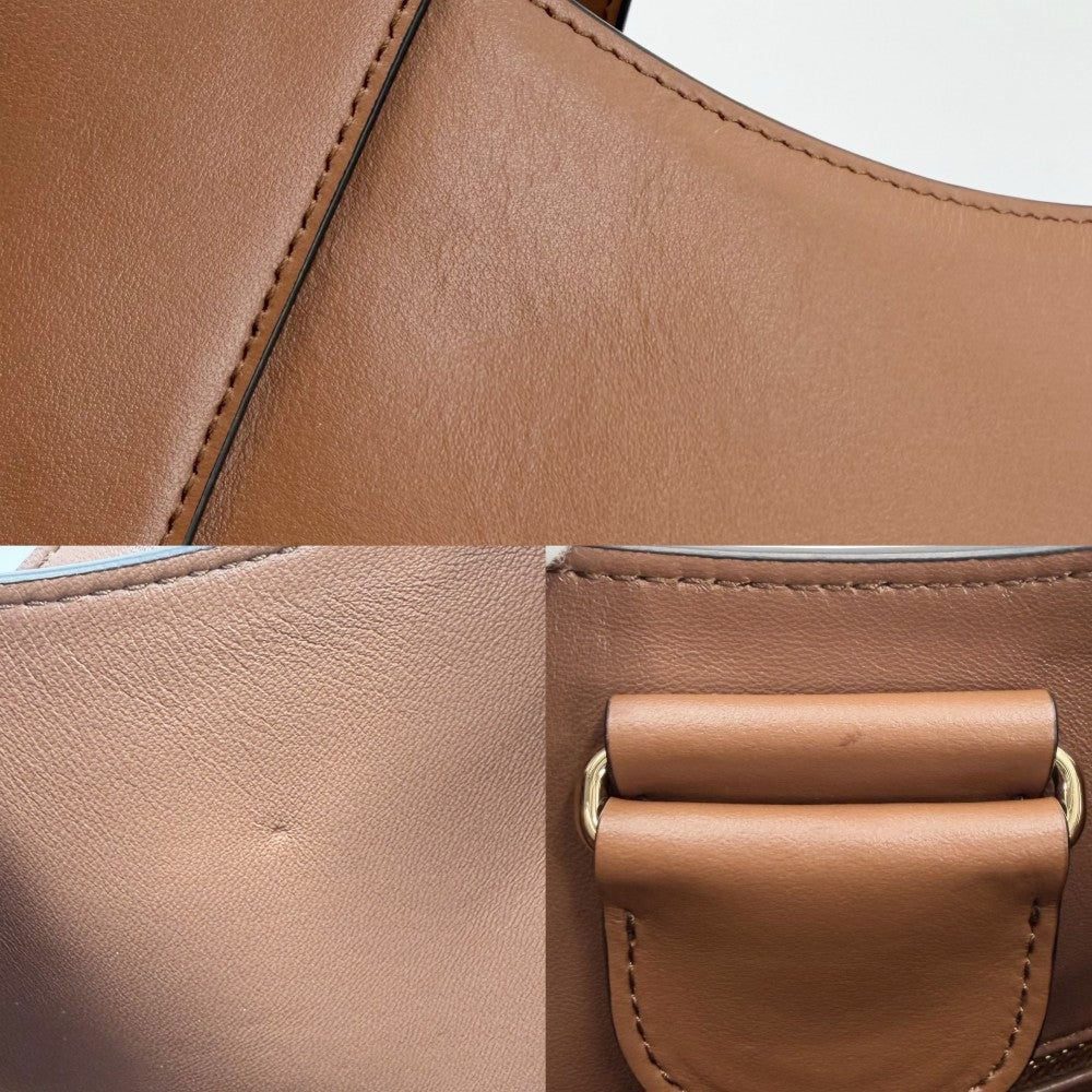 PRADA プラダ ショルダーバッグ トライアングルロゴ 1BC181 レザー ブラウン 茶 ゴールド金具 レディース【中古品】