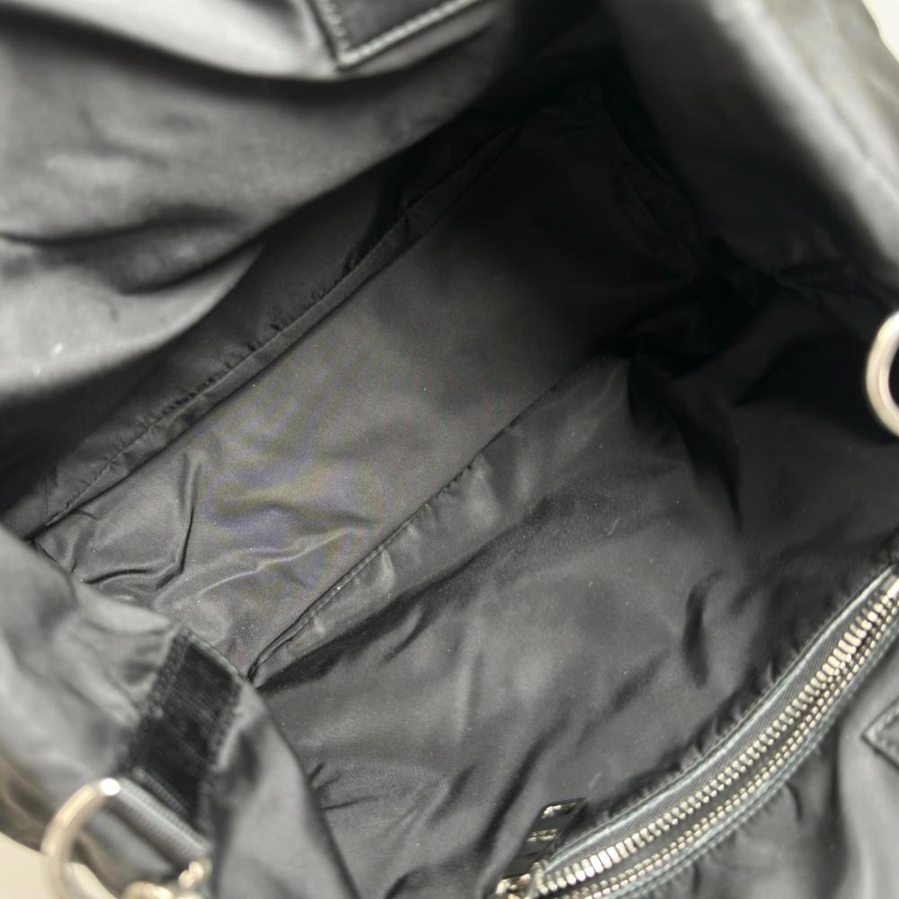 PRADA プラダ ハンドバッグ テスートダブル リバーシブル BN1959 ナイロン ブラック 黒 シルバー金具 レディース【中古品】