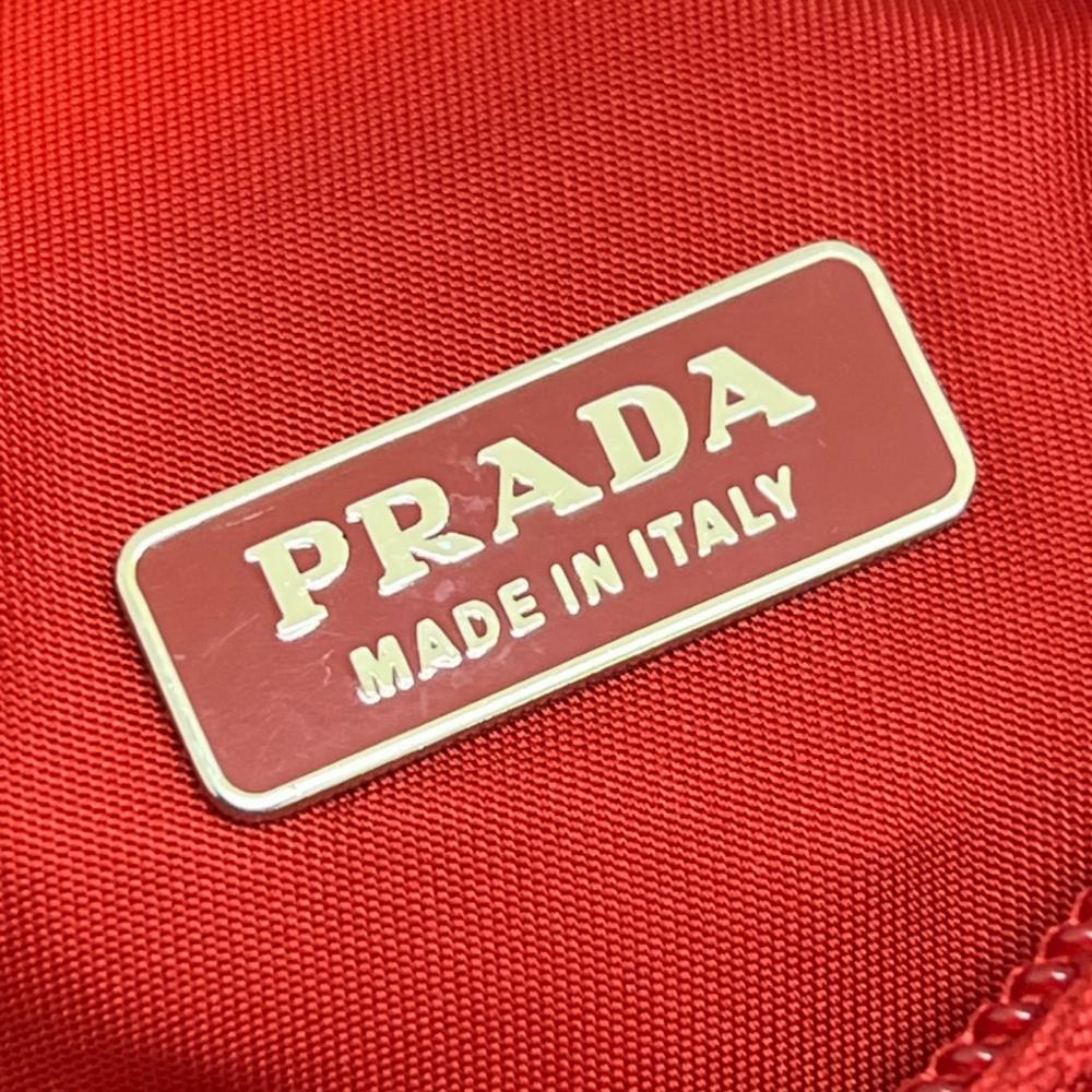 PRADA プラダ ハンドバッグ トライアングルロゴ MV519 ナイロン レッド 赤 シルバー金具 レディース【中古品】