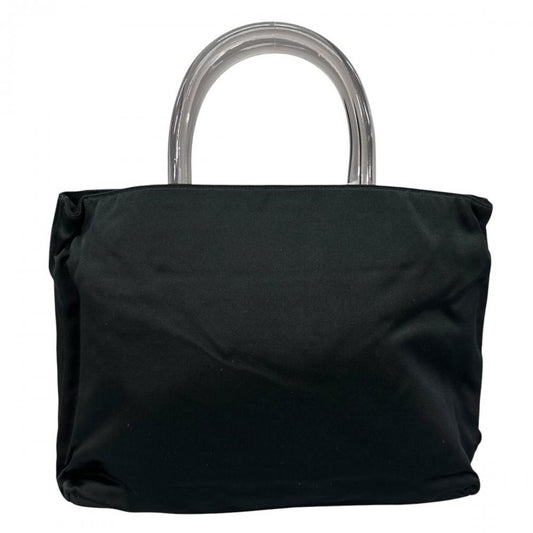 PRADA プラダ ハンドバッグ クリアハンド トライアングルロゴ ヴィンテージ ナイロン ブラック 黒 シルバー金具 レディース【中古品】