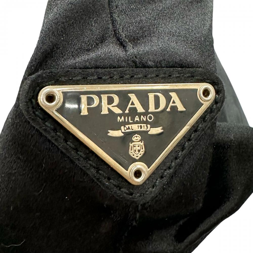 PRADA プラダ ハンドバッグ クリアハンド トライアングルロゴ ヴィンテージ ナイロン ブラック 黒 シルバー金具 レディース【中古品】