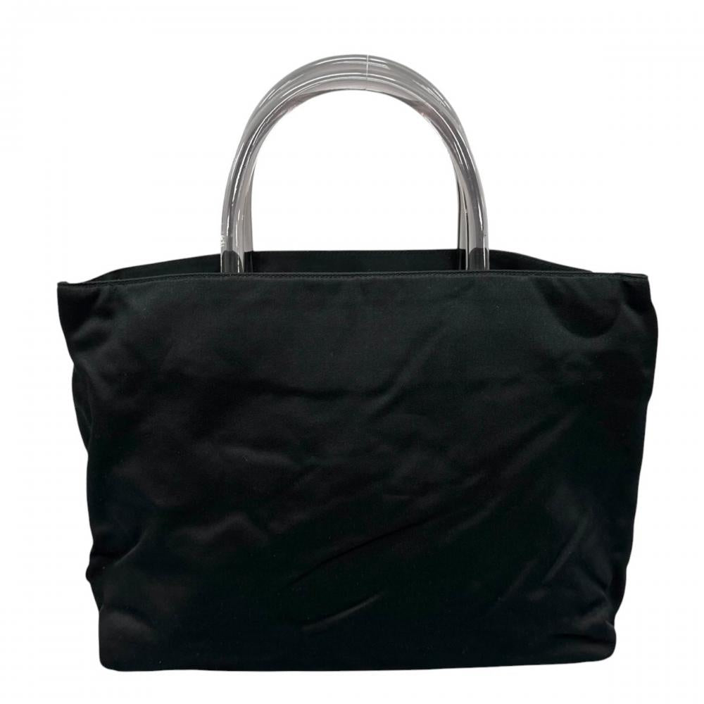 PRADA プラダ ハンドバッグ クリアハンド トライアングルロゴ ヴィンテージ ナイロン ブラック 黒 シルバー金具 レディース【中古品】