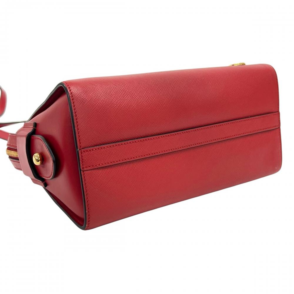 PRADA プラダ ハンドバッグ サフィアーノ ルクス 2WAY 1BA164 レザー レッド 赤 ゴールド金具 レディース【中古品】