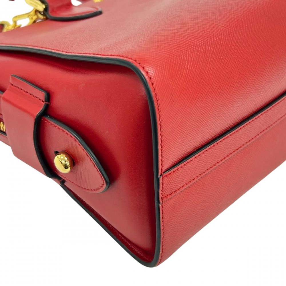 PRADA プラダ ハンドバッグ サフィアーノ ルクス 2WAY 1BA164 レザー レッド 赤 ゴールド金具 レディース【中古品】