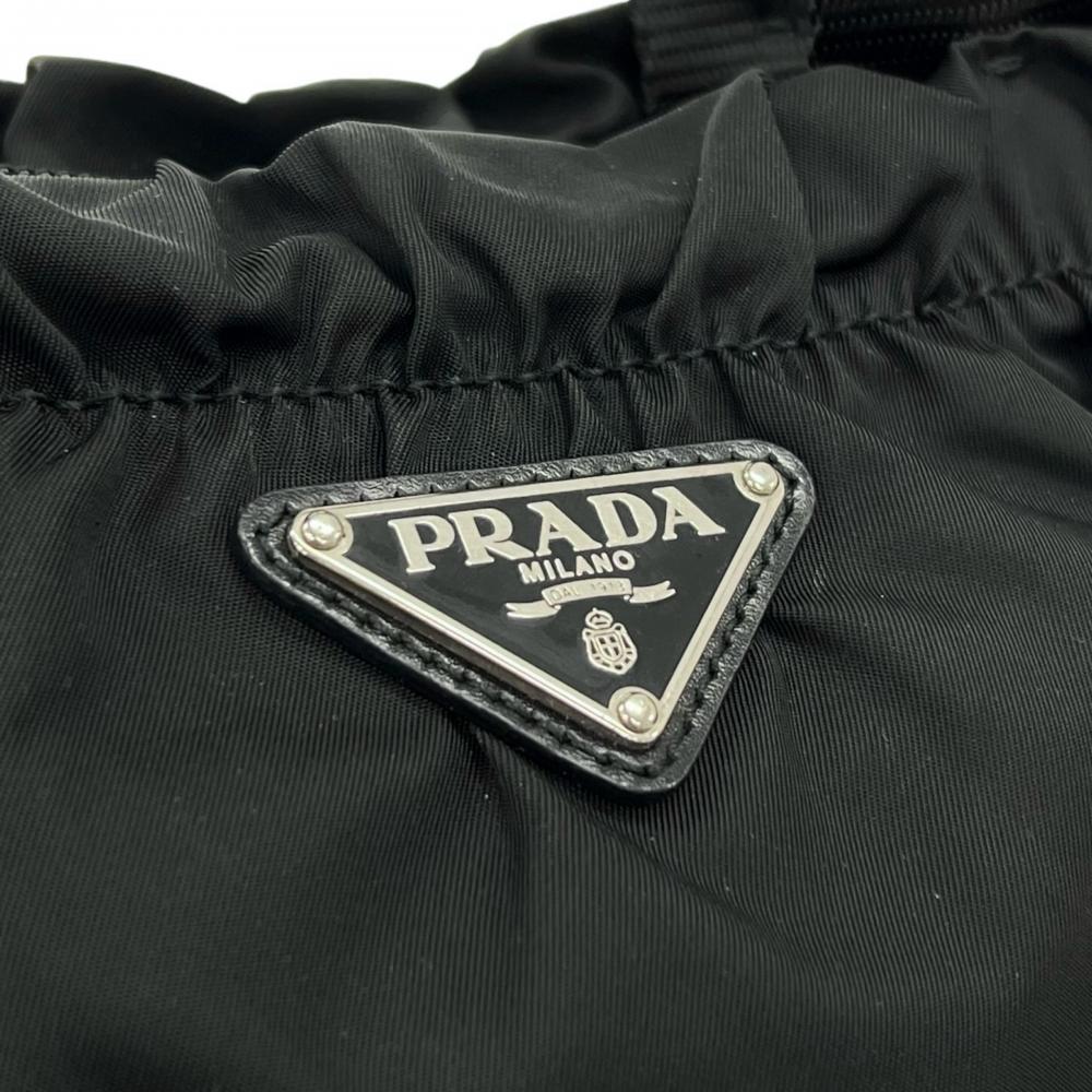 PRADA プラダ ハンドバッグ テスート 三角ロゴプレート ナイロン ブラック 黒 シルバー金具 レディース【中古品】