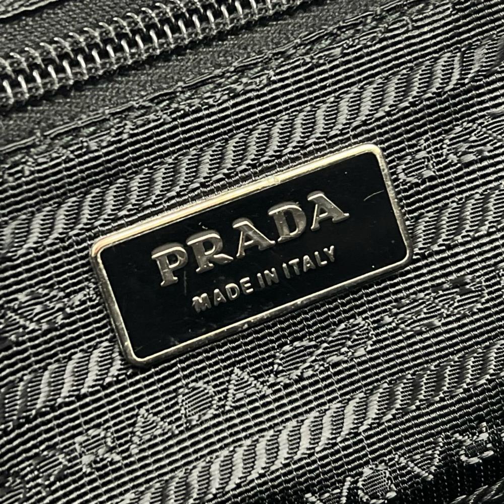 PRADA プラダ ハンドバッグ テスート 三角ロゴプレート ナイロン ブラック 黒 シルバー金具 レディース【中古品】