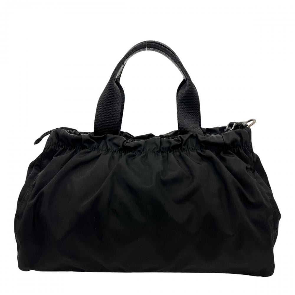 PRADA プラダ ハンドバッグ テスート 三角ロゴプレート ナイロン ブラック 黒 シルバー金具 レディース【中古品】
