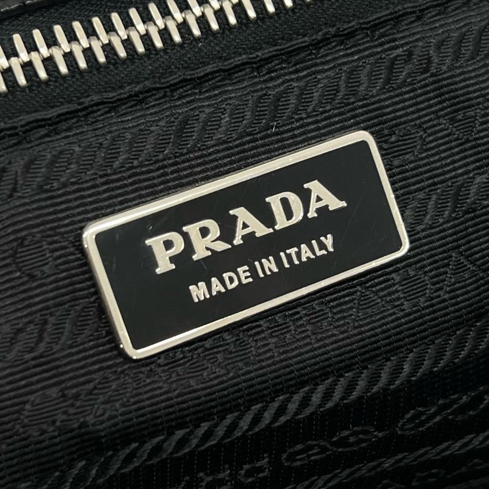 PRADA プラダ ハンドバッグ テスート リボン BN1601 ナイロン レザー ブラック 黒 シルバー金具 レディース【中古品】