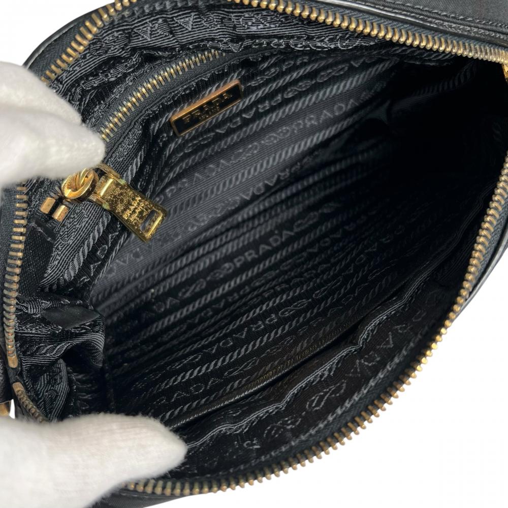 PRADA プラダ ショルダーバッグ カメラバッグ BT0773 ナイロン レザー ブラック 黒 ゴールド金具 レディース【中古品】