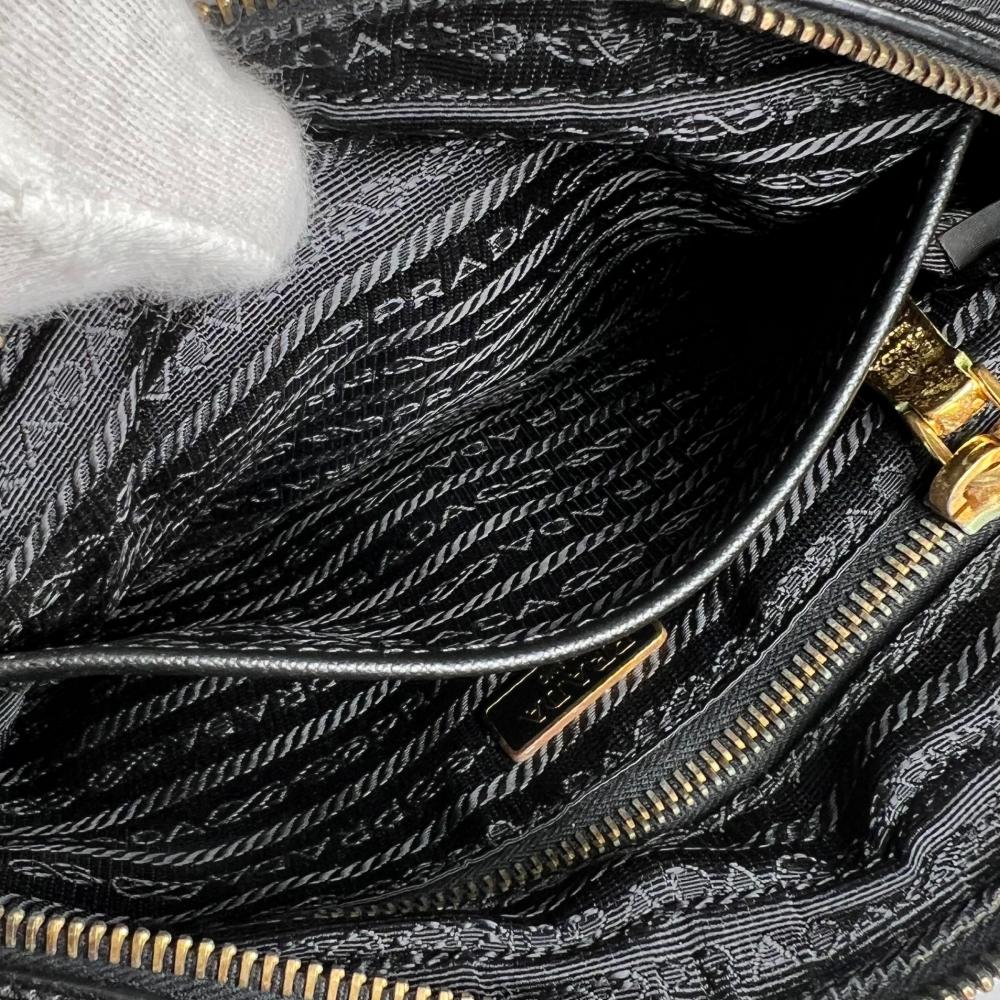PRADA プラダ ショルダーバッグ カメラバッグ BT0773 ナイロン レザー ブラック 黒 ゴールド金具 レディース【中古品】