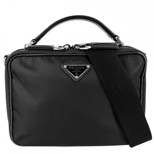 【開店SALE】 PRADA プラダ 2WAY ブリック トライアングルロゴ ショルダーバッグ ハンドバッグ メンズ レディース 男女兼用 2VH069 ナイロン サフィアーノレザー ブラック 黒 シルバー金具 ユニセックス【中古品】