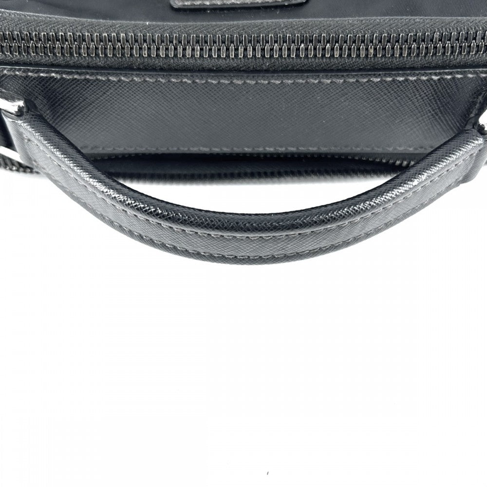 PRADA プラダ 2WAY ブリック トライアングルロゴ ショルダーバッグ ハンドバッグ メンズ レディース 男女兼用 2VH069 ナイロン サフィアーノレザー ブラック 黒 シルバー金具 ユニセックス【中古品】
