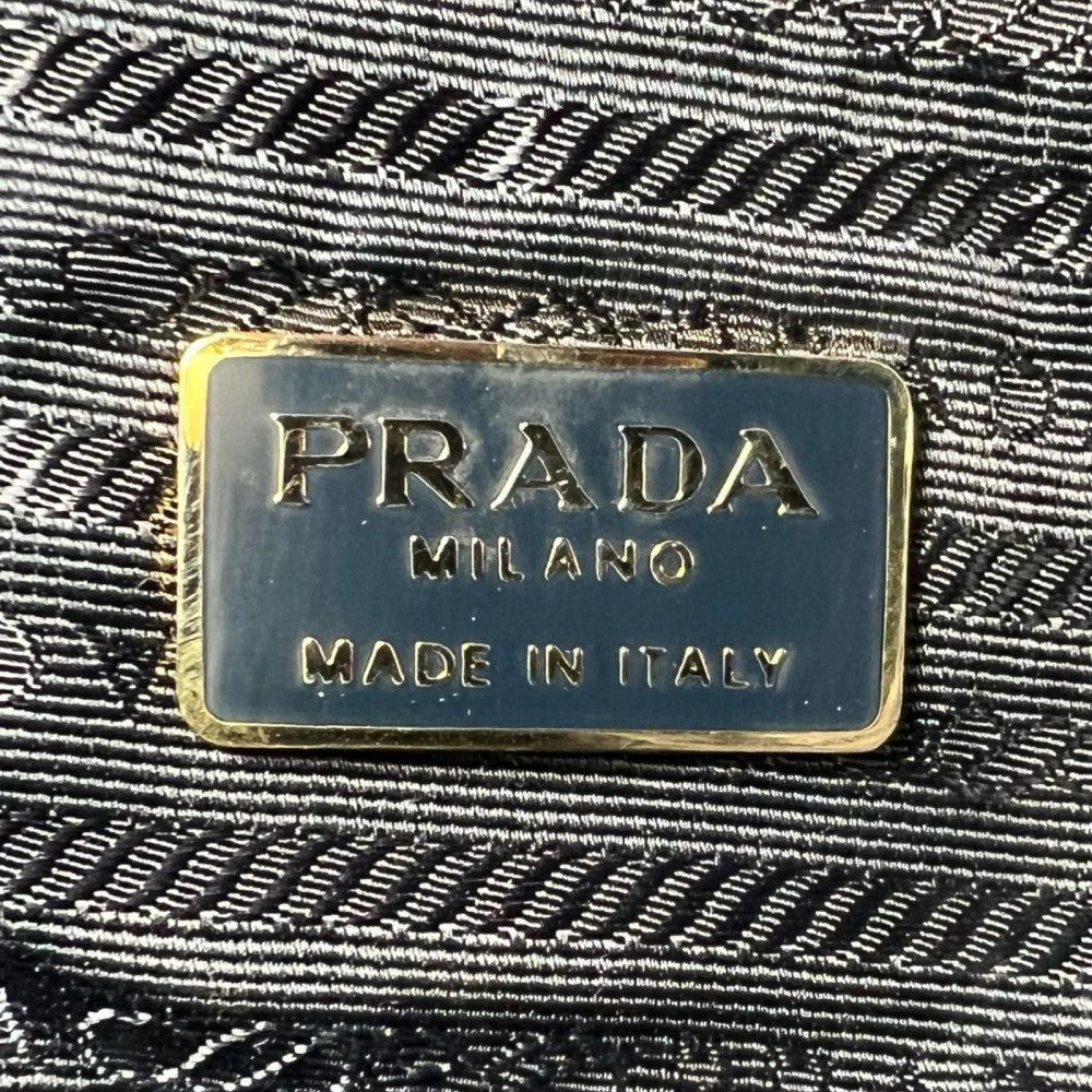 PRADA プラダ ショルダーバッグ レザー ナイロン ダークネイビー ゴールド金具 レディース【中古品】