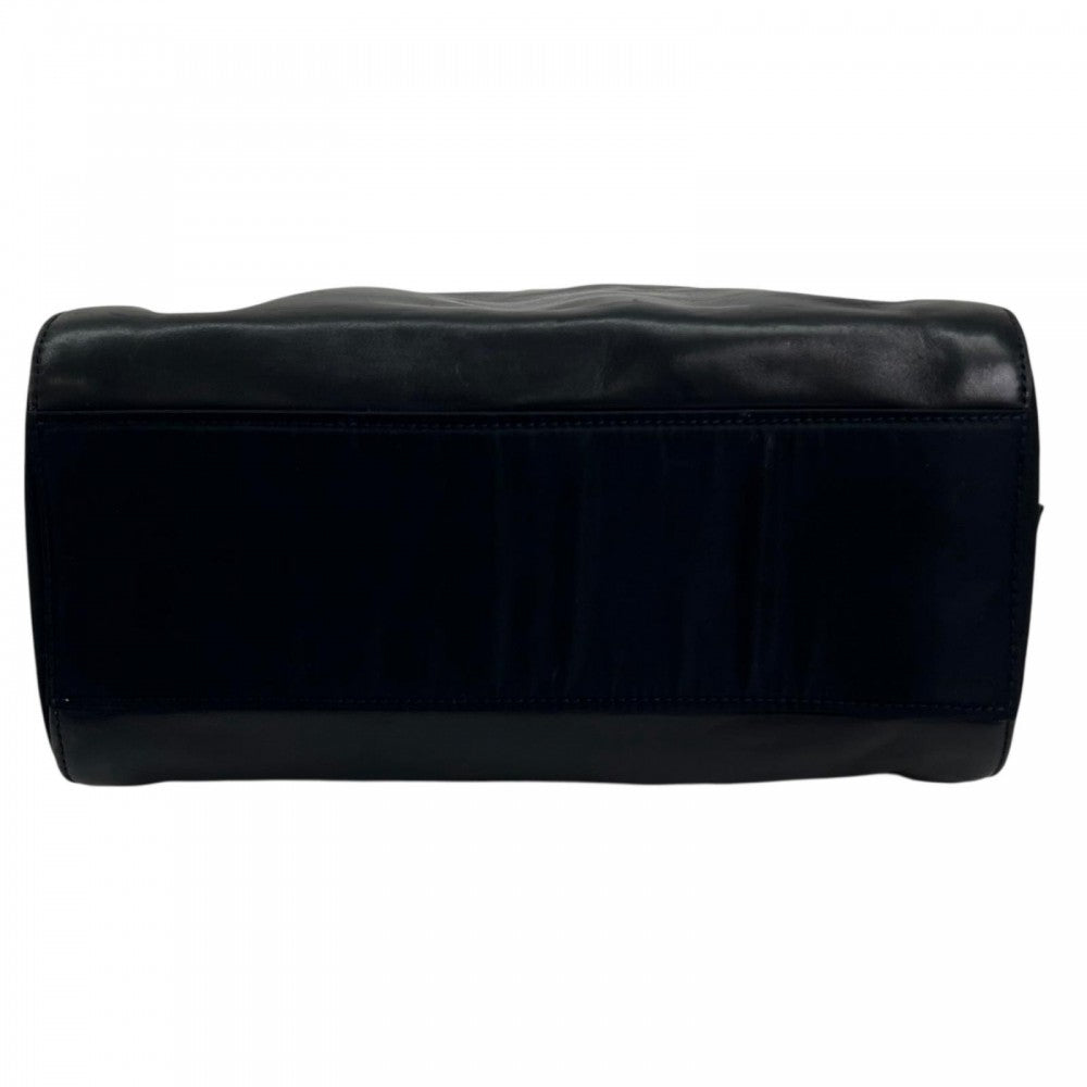 PRADA プラダ ショルダーバッグ レザー ナイロン ダークネイビー ゴールド金具 レディース【中古品】