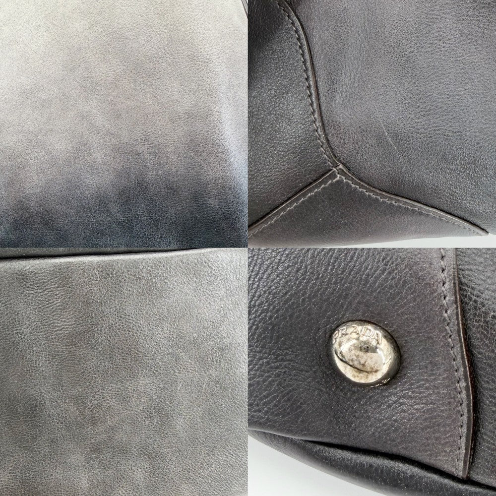 PRADA プラダ トートバッグ グラデーション ショルダーバッグ BR3830 レザー ベージュ グレー シルバー金具 レディース【中古品】