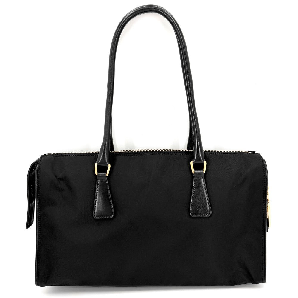 【開店SALE】 PRADA プラダ ハンドバッグ トライアングルロゴ トートバッグ BR0344 レザー ブラック 黒 ゴールド金具 レディース【中古品】
