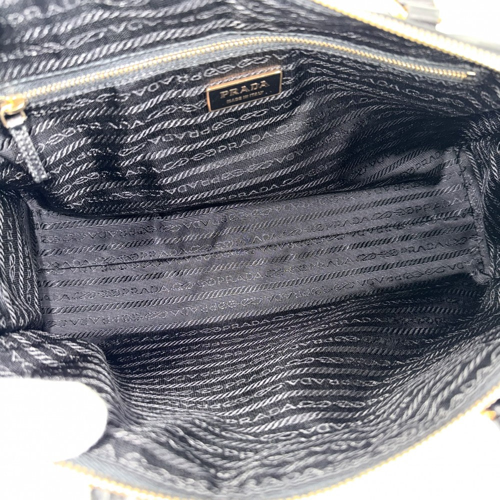 【開店SALE】 PRADA プラダ ハンドバッグ トライアングルロゴ トートバッグ BR0344 レザー ブラック 黒 ゴールド金具 レディース【中古品】