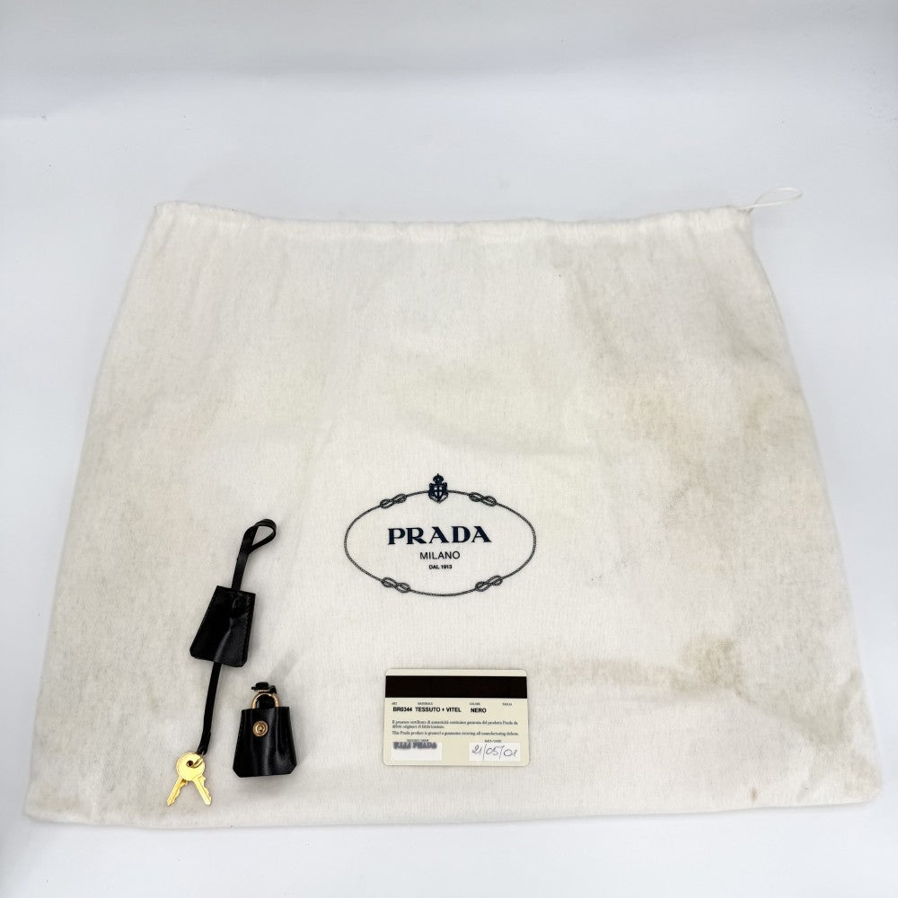 【開店SALE】 PRADA プラダ ハンドバッグ トライアングルロゴ トートバッグ BR0344 レザー ブラック 黒 ゴールド金具 レディース【中古品】