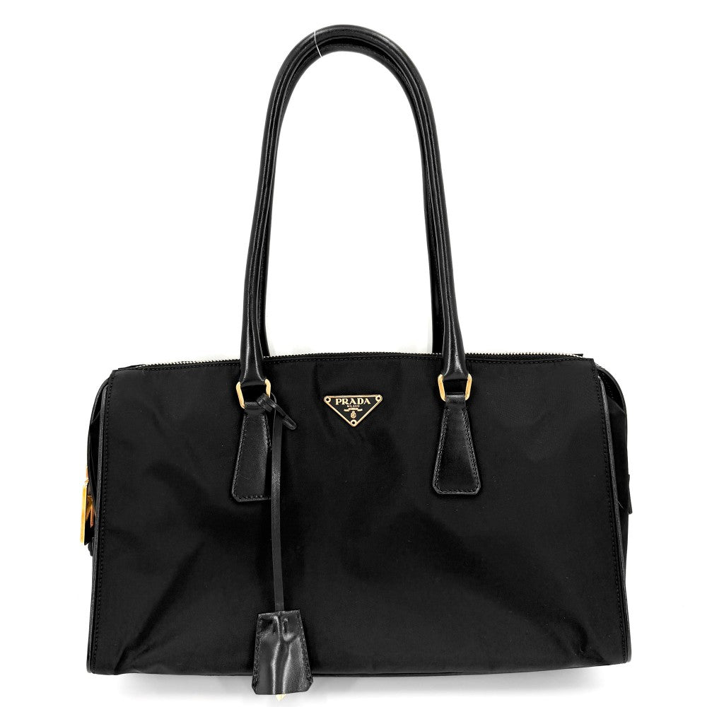 【開店SALE】 PRADA プラダ ハンドバッグ トライアングルロゴ トートバッグ BR0344 レザー ブラック 黒 ゴールド金具 レディース【中古品】