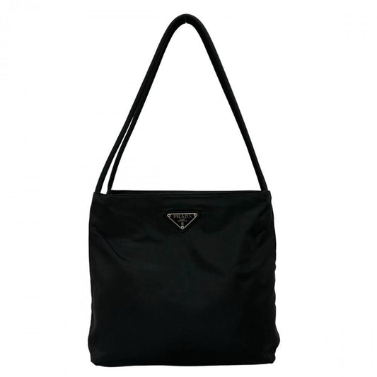 PRADA プラダ トートバッグ ナイロンバッグ トライアングルロゴ ナイロン ブラック 黒 シルバー金具 レディース【中古品】