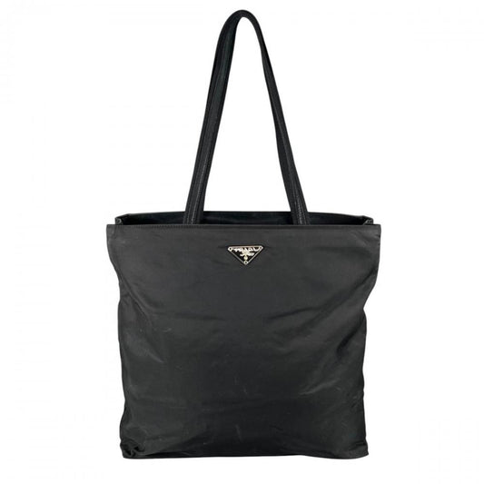 PRADA プラダ トートバッグ ナイロントートバッグ トライアングルロゴ ナイロン ブラック 黒 シルバー金具 レディース【中古品】