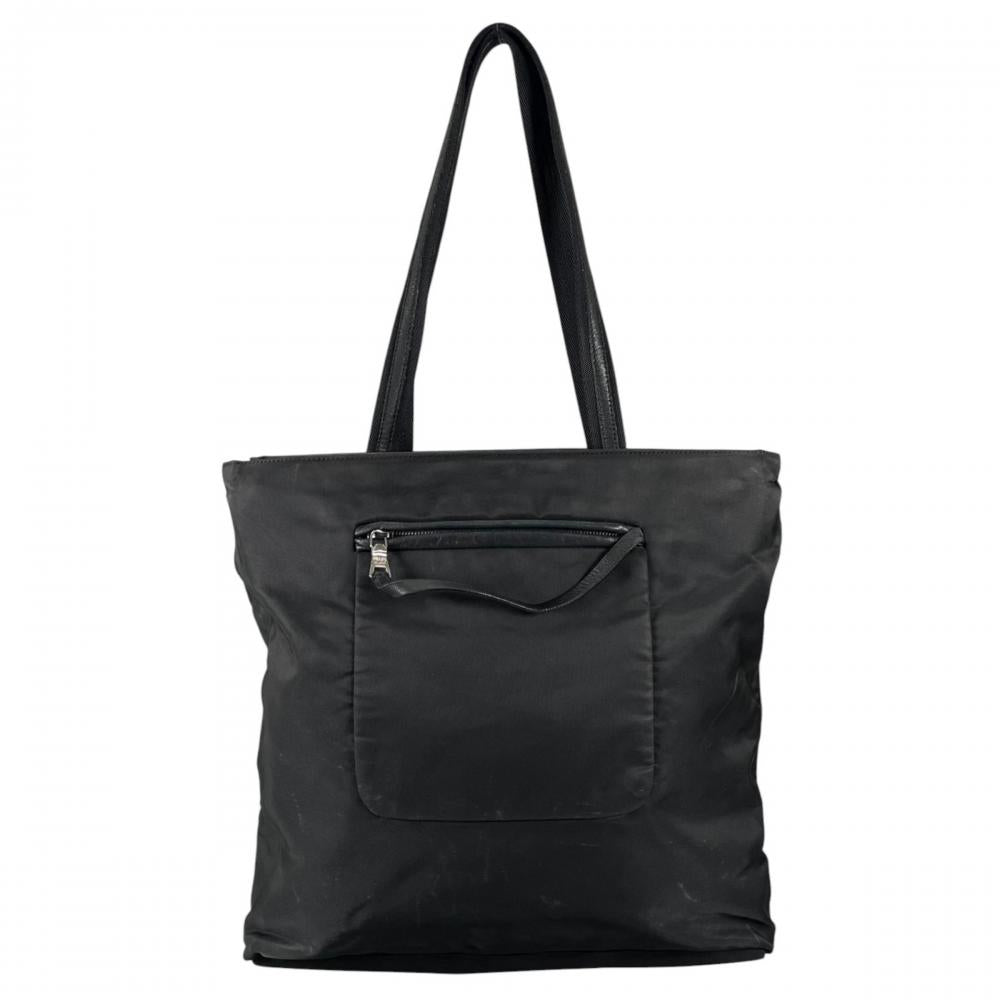 PRADA プラダ トートバッグ ナイロントートバッグ トライアングルロゴ ナイロン ブラック 黒 シルバー金具 レディース【中古品】